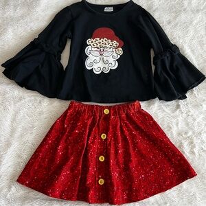 Girls 4T Christmas Skirt Set